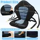 Kayak Seat Deluxe Padded Fishing Boat Seat Deluxe Sit-On-Top Canoe Seat Cushioned - Comfortable Backrest Support Universal Sit with Adjustable Back Strap Detachable Storage Bag