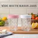 4 Pack Glass Canning Jars with Lids, Glass jars with Airtight Lids, 20 oz Wide mouth Mason Salad jars,BPA Free Food Storage Containers for Yogurt Spice Sugar, fridge dishwasher safewhite