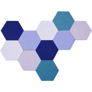 10Pcs Self Adhesive Felt Board Tiles Hexagon Bulletin Board for Walls, Felt Cork Pin Board for Pictures Photos Memos with Push Pins (Color C)