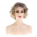 Sallcks Short Curly Wavy Blonde Wig for Women Natural Looking Synthetic Hair Costume Party Wig