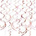 HonuGoGo Pink Hanging Swirl Decorations for Party – 42PCS Rose Gold Foil Ceiling Streamers with Hooks for Birthday, Bridal Shower, Bachelorette, Holiday Celebrations