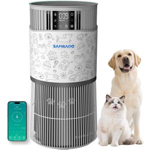 Smart Pet Air Purifier for Home Large Room with Aromatherapy Diffuse, Up to 3000Ft, 7-Stage Filter, H13 HEPA Air Purifiers for Home Pet Hair Dander Pollen, Air Quality Monitor, Pet Lock, WiFi, 22dB