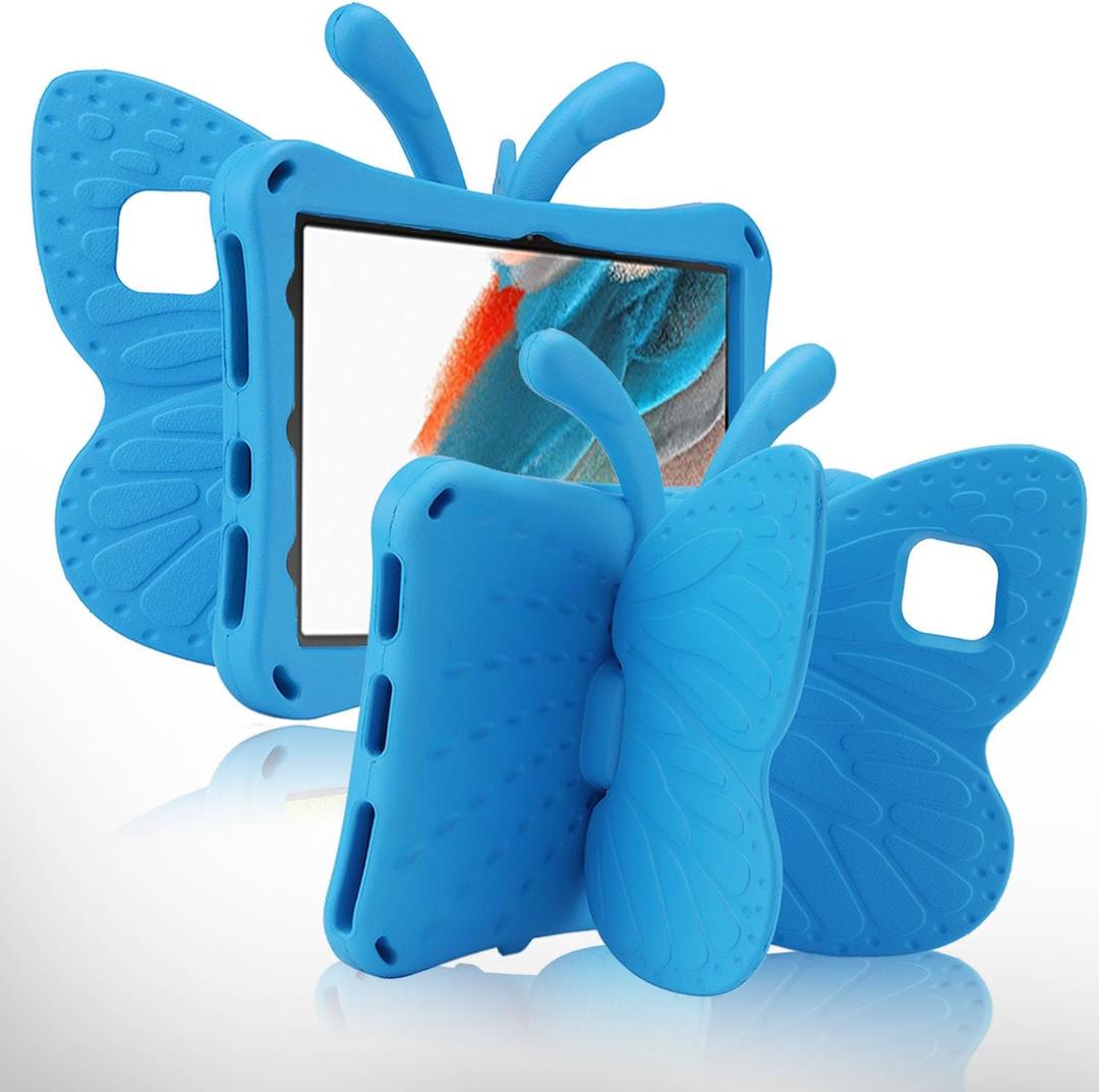 Simicoo Samsung Galaxy Tab A11 Plus A11+ Tablet 10.9 inch 2025 Cute Butterfly Case with Stand for Kids Girl Light Weight EVA Rugged Shockproof Full Cover Kids Friendly Kid Pro Tablet Cover Blue