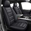 Seat Covers Fit for Dodge RAM 1500 2002-2025 2026: Compatible with RAM 1500 2500 3500 Crew Double Quad Cab Truck Pickup Car Seat Cover Faux Leather Seat Covers(Flat Bench, Full Set, Black)