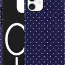 Jusy Compatible with MagSafe Polka Dot Case for iPhone 12/12 Pro, Cute Aesthetic Polka Dots Magnetic Phone Case, Soft TPU and Hard PC Protective Phone Cover for Women Girls (Matte), Navy Blue