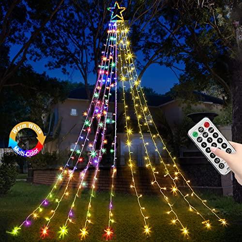 MINIAO Christmas Decorations Light Outdoor, Color Changing Christmas Lights 11 Lighting Modes with Remote 16.4FT 320 LED Star String Lights Waterproof Christmas String Lights for Tree Xmas New Year