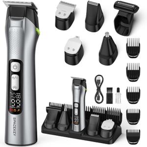 Beard Trimmer for Men, All in One Mens Grooming Kit, Hair Clippers with Stainless Steel Blade, 150-Min Long Runtime, LED Display, IPX7 Waterproof Manscape Body Hair Trimmer for Nose, Ear, Face, Chest