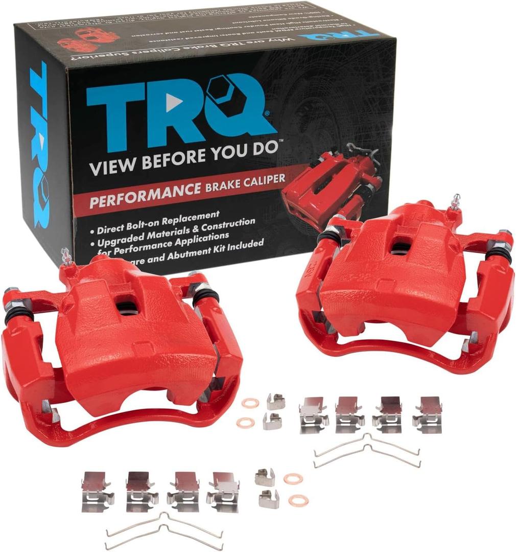 TRQ Front Brake Caliper Set Painted Red Brackets Compatible with 2012-2018 Toyota Avalon 2012-2017 Camry 2016-2018 Lexus ES350