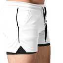 EVERWORTH Men's 2 in 1 Workout Shorts 5" Quick Dry Gym Shorts Bodybuilding Short Shorts Compression Shorts with Zipper Pocket (US Medium)
