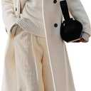 IDEALSANXUN Womens Long Wool Coats Fall Winter Double Breasted Trench Coat Peacoat (Medium, White)