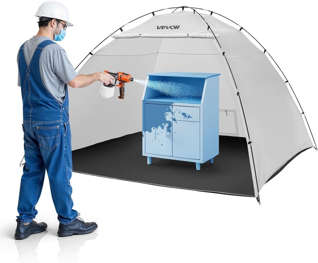 VEVOR Portable Paint Booth Tent, 116.14 x 114.96 x 79.53 inch Painting Tent Station, Spray Shelter with Built-in Floor & Mesh Screen, Large Space, Oxford Spray Painting Tents for Cupboard, Chairs, L116*W115*H80inch