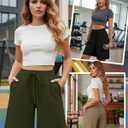 Locoowai 3 Pack Women's Bermuda Shorts Drawstring Casual Lounge Elastic Waist Athletic Yoga Running Shorts with Pockets (Beige, XL)