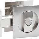 LWZH Privacy Pocket Door Lock,Square Sliding Barn Door Lock Latch,Invisible Recessed Door Lock for 1 3/8” to 2 3/16” Thickness Door (Silver)