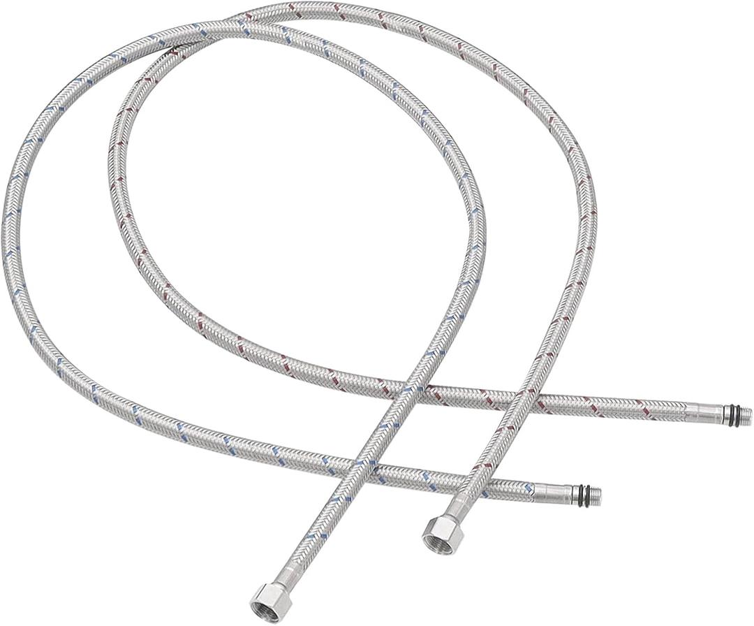40" Length Faucet Supply Lines 3/8" Comp x M10 Male Connector Line Braided Stainless Steel Nylon Sink Hose Extension for Bathroom Kitchen Faucet 2Pcs (1 Pair)