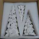 Nuogo 3 Pcs Lighted Ceramic Christmas Tree Decorations White Ceramic Christmas Table Centerpiece Porcelain Xmas Tree Figurines for Xmas Tabletop Home Decor Gifts