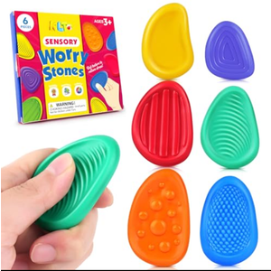 KUREELECT Fidget Toys Sensory Stones 6 PCS - Hard Plastic Worry Stones for Adults & Autism Kids, 11 Textured Calming Toys for Anxiety Relief, Quiet Fidget Toys for Classroom & Office (6) Pack Of 2