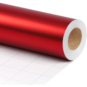 BIOBROWN Christmas Wrapping Paper - 17 Inch X 33 Feet (46.7 sq. ft. ttl.) - Matte Red Design Perfect for Xmas, Party, Holiday Gift Wrap
