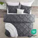 Nestl Dark Grey Duvet Cover King Size - Soft Double Brushed Duvet Set with Button Closure & Corner Ties, 3 Piece Luxurious Pinch Pleated Duvet Cover Set 104x90 Inches with 2 Pillow Shams