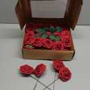 InnoGear Artificial Flowers, 50 Pcs Dark Red Foam Fake Roses Bulk with Stems for Decoration DIY Wedding Bouquets Centerpieces Bridal Shower Party Christmas Tree