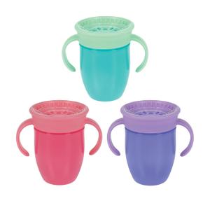 Nuby Wonder Cup - Spill-Proof Toddler Sippy Cups - (3 Pack) 5 oz - Sip from All Sides - Leak Resistant - Spoutless Transition Cup - Aqua/Purple/Pink