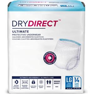 Dry Direct Ultimate Protective Underwear, Soft Cloth-Like Adult Diapers, Max Absorbency Disposable Incontinence Protection - Large (Pack of 14)