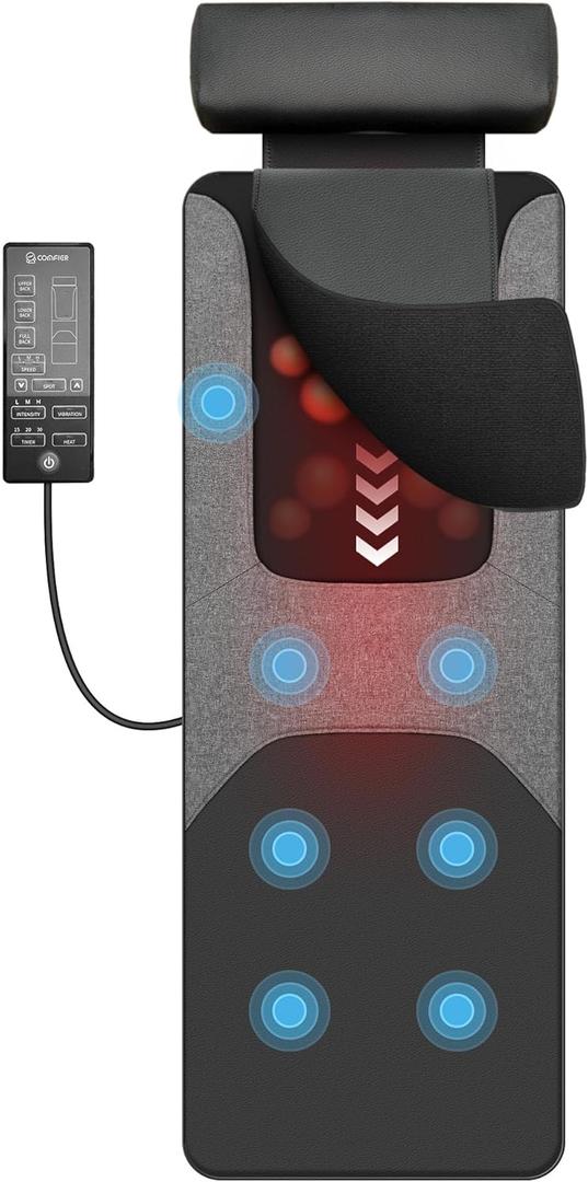 COMFIER Shiatsu Full Body Massage Mat with Heat, Back Massage Pad for Pain Relief Deep Tissue Kneading & Vibration Heating Chair Massager for Recliner, Sofa, Bed, Christmas Gifts for Men Women