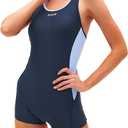 karrack Womens Athletic One Piece Swimsuit for Women Racerback Sport Swimsuits Modest Swimwear Training Competition (Large, Lakeblue-bl)