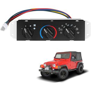 A/C Heater Control Panel with Blower Motor Switch Compatible with 1999-2004 Jeep Wrangler TJ, Climate Control Module Replace 55037473AB, BL101, HS-373