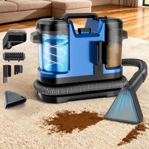 Portable Carpet & Upholstery Cleaner Machine, Handheld Spot Cleaner with Dual Brush, 18KPa Suction, Large Removable Tank for Couch, Car, Stairs, Rugs & Pet Stains, Blue