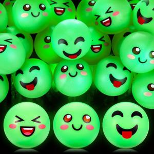 ShinyRelief 24 Pcs Glow in The Dark Table Tennis Balls Christmas Luminous Emotion Bouncy Balls Glowing Halloween Party Supplies Goodie Bag Fillers Cat's Fun Playmate for Holidays Outdoor Indoor