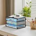 DALTACK 3 Tier Letter Tray Paper Organizer for Desk, Mesh Metal Desk File Organizer with Sliding Trays for Letter/A4 Paper, Mail, Bills & Folders, Black