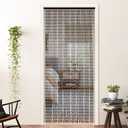 Boshen Handmade Bamboo Beaded Curtains for Doorways, 65 Strands 35.5x78.7inch Natural Wood Boho Hanging Door Beads Curtains Room Divider for Home Decor Hallway Window(Black), 35.5"W x 87.7"L