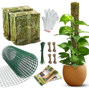 DUSPRO DIY Moss Pole Kit, Metal Moss Pole for Plant Monstera, Pothos, Philodendron, 1pc 8.6 x 6.5 ft Wire Moss Pole Mesh with Forest Moss, Cable Zip Ties, Gloves