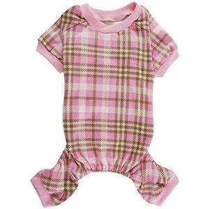 Beige Buffalo Plaid Christmas Clothes for Dogs Pajamas Onesie PJS, Back Length 20" Large (Large, Beige Buffalo Plaid)