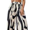 OYOANGLE Women's 2 Piece Vacation Outfits Graphic Print Knitted Crop Halter Top and Wide Leg Pants Set (Black, S)