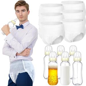 Hushee 6 Sets Funny Plastic Bottle Chug Baby Shower Games Diaper Baby Shower Game Gender Reveal Race Gifts Decoration for Adults Boys Girls (Transparent White)