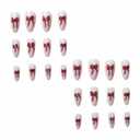 4 x MERVF Almond Press on Nails Medium Fake Nail White Solid Color Glue ons Red Bow Design Rhinestones Nails Stiletto Acrylic Supplies DIY Manicure Glossy 24pcs
