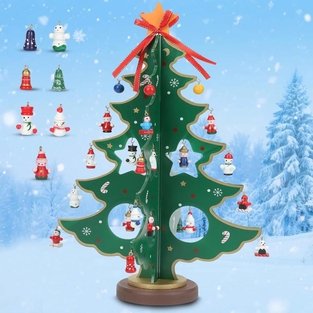 ZEEYUAN 2025 Christmas Tree Vacation Advent Calendar Decoration, 24 Days Xmas Tree Countdown Calendars Home Tabletop Decor, 2025 Christmas Advent Countdown Calendar Xmas Gifts for Kids Girls Boys