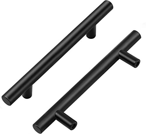 Home Expert 10 Pack 4 Inch Black Cabinet Handles Matte Black Cabinet Pulls Black Dresser Drawer Pulls Stainless Steel Kitchen Cabinet Handles Matte Black 6-3/8 Inch Overall Length