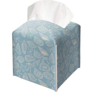 Seashells Decorative Leather Tissue Box Cover - Tissue Box Holder Gifts for Women Family and Friends Funny Unique Home Decor Decorative for Kids Room Kitchen Bathroom Office - A04