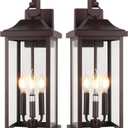 23 Extra Large 3-Light Oil Rubbed Bronze Outdoor Light Fixtures 2 Pack, IP65 Waterproof Vintage Outside Lights for House Brown Front Porch Light Lanterns Exterior Coach Lights, E12, 2-Pack/No Sensor