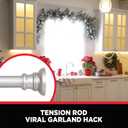 Kenney Nicholas Twist & Fit No Tools Tension Curtain Rod, 28 to 48 Inch Brushed Nickel Silver Extendable Rod, Easy Install