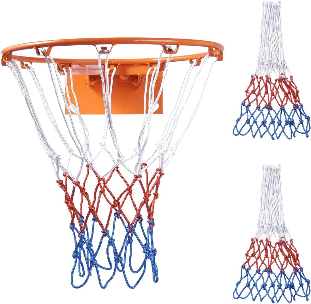 Heavy Duty Basketball Nets 2 Pack, 12-Loop Professional All-Weather Replacement - Upgraded Thick Anti-Whip Design, Fade & Tangle Resistant for Standard Indoor/Outdoor Hoops