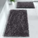 Yimobra Bathroom Rugs Sets 2 Piece, Luxury Shaggy Extra Thick Bathroom Rugs, Plush Non-Slip Mats for Bath Room Floor, Machine Wash, Ultra Absorbent, 44.1 x 24 + 24 x 17 Inches, Dark Grey