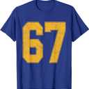 Number 67 Numbered Uniform Sports Team Jersey 67th Birthday T-Shirt S