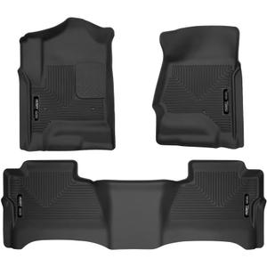 Husky Liners Weatherbeater Floor Mats | Fits 2014 - 2018 Chevrolet Silverado & GMC Sierra 1500 Crew Cab; 15-19 Silverado/Sierra 2500/3500 Crew Cab (Footwell Cvg) | Front & 2nd Row, 3-pc Black - 98231