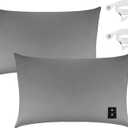 Grounding Pillowcase 2 Pack with 10% Silver Fiber, Grounding Pillowcase for Earth Queen Size, Conductive Grounding Pillow Case for Better Sleep, Gray, 20x30 inch