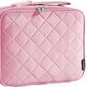 Insulated Lunch Bag - Quilted Lunch Box for Women with Sturdy Handle, Spacious Capacity Lunch Tote with Aluminum Foil Lining 6 Hour Insulation, Easy to Clean Lunch Box, Pink, 10.8 x 8.7x 3.5in