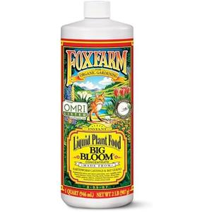 FoxFarm - Big Bloom Plant Food, Liquid Fertilizer Concentrate for Flowers, Fruits, and Vegetables, All Purpose Plant Fertilizer for Indoor & Outdoor Potted Plants, NPK 0-0.5-0.7 (Quart)