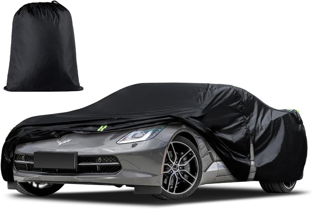 Car Cover Custom Fit for Chevrolet Corvette C4 C5 C6 C7 C8 19802025, Waterproof All Weather Full Exterior Cover Rain Sun Snow Protect with Door Zipper (Not Include Mirror Pocket)